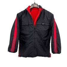 Y2K Nike Reversible Jacket Black/Red Fleece Lined Pre-Owned Youth Large 14-16 