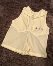Vintage Yellow Baby Romper w/Embroidery 1950-1970s Mid 20th Century Boys 0-3m