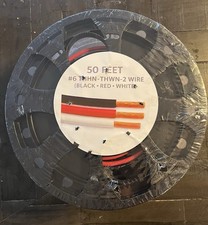 50' EA THHN THWN 6 AWG GAUGE BLACK WHITE RED STRANDED COPPER BUILDING WIRE