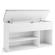 Shoe Storage Bench with Cushion, Entryway Bench with Lift-Top Storage Box and...