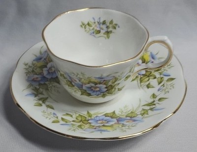 Rosina Fine Bone China  Wild Flowers Demitasse Tea Cup And Saucer Set  Gilded 