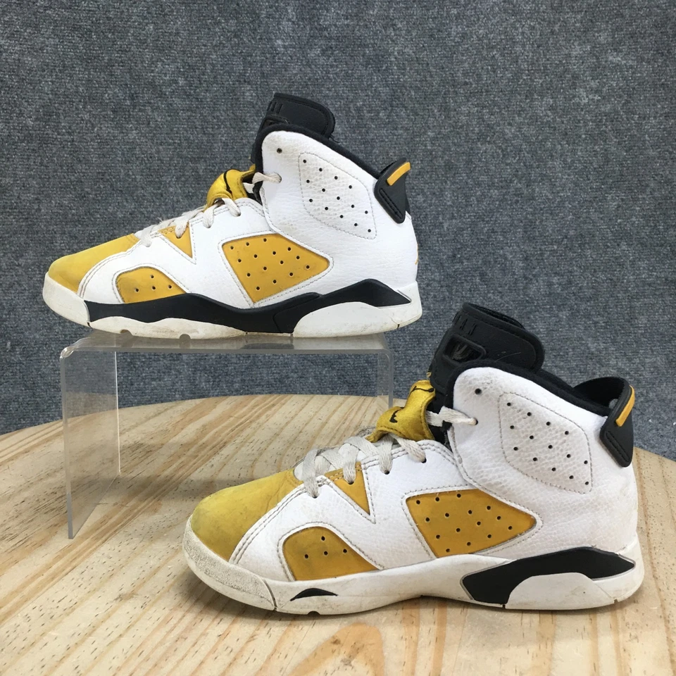Jordan Zapatos Juveniles 2Y Air Jordan 6 Tenis Amarillo Blanco Parte Superior Alta Con Cordones Informales Foto 2 de 4