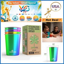 Kids Stainless Steel Cups 10oz Unbreakable BPA Free Kids Drinkware 4-Pack Rai...