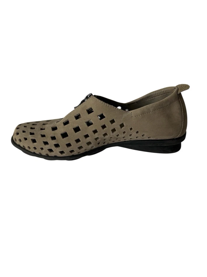 Zapatos cómodos Arche Taupe Cuero Nubuck Corte Lazer Cremallera Planos Talla 36 Francia EE. UU. 5 Foto 4 de 4