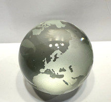 Round Earth Globe World Map Crystal Glass Clear Paperweight Table Clear