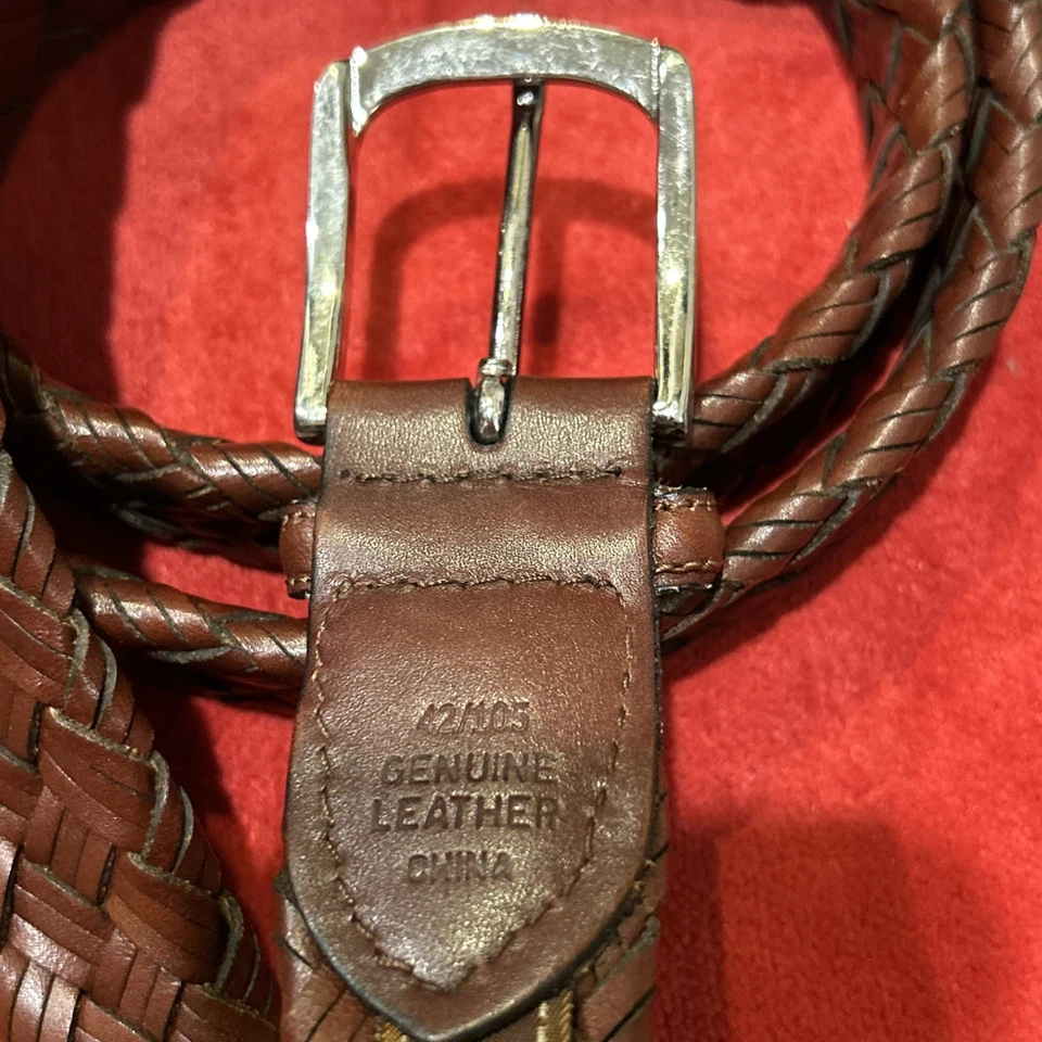 Cinturón de cuero trenzado marrón Tasso Elba para hombre talla 42/105 Foto 3 de 4