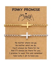 AULSIEY Matching Bracelets for Couples, Couples Cross Medium, Golden
