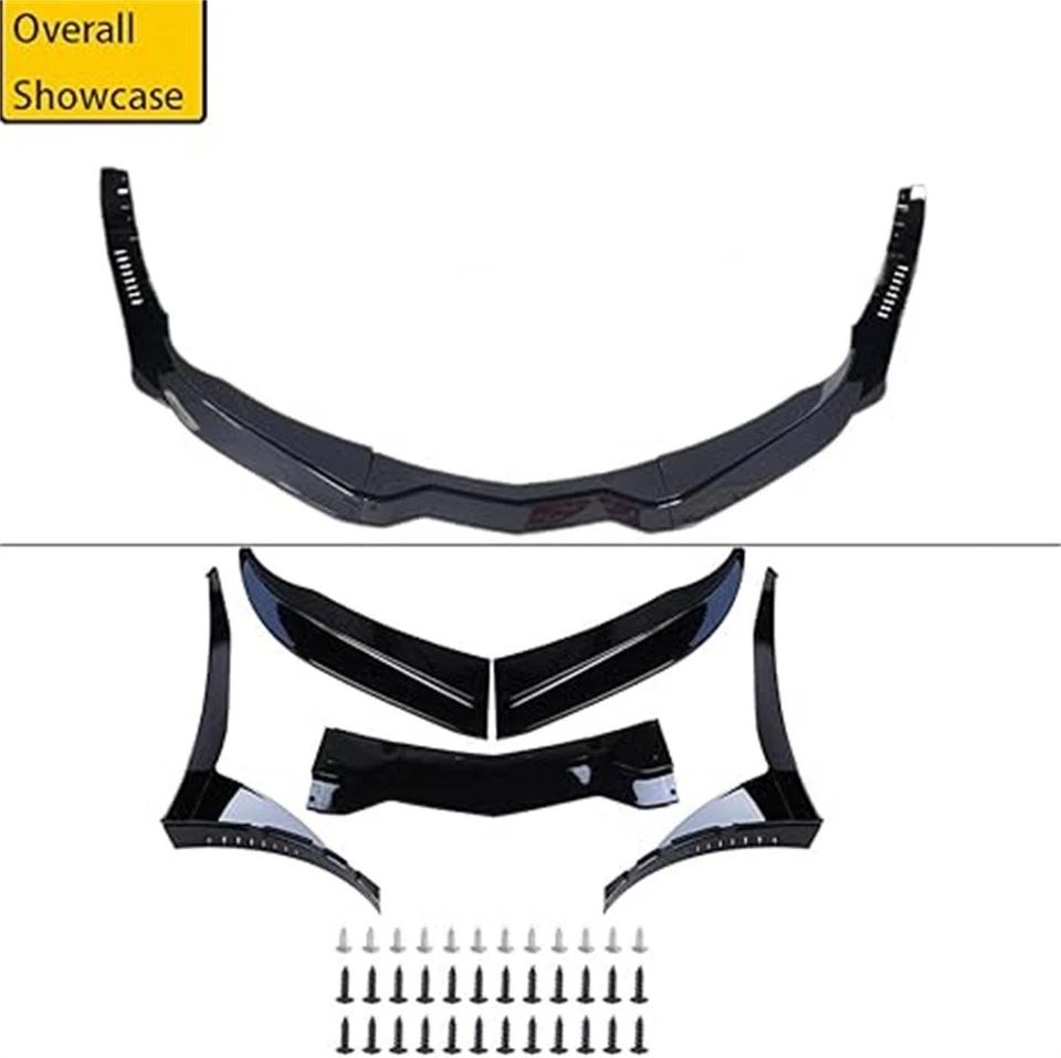 Divisor de labios delantero + winglets laterales para Corvette C7 Z06 etapa 3 negro brillante 2014-19 Foto 2 de 4