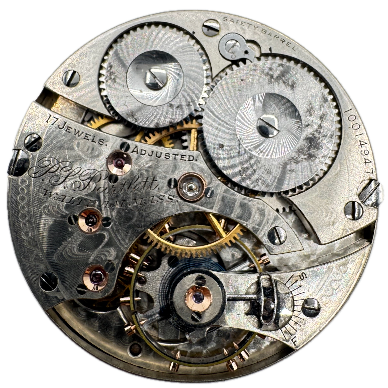 Antique 16s Waltham 17j Mechanical Hunter Pocket Watch Movement PS Bartlett