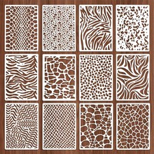 Jeffdad 12 Pcs Stencils for Crafts Reusable, Texture 8.27 x 5.9 Inch