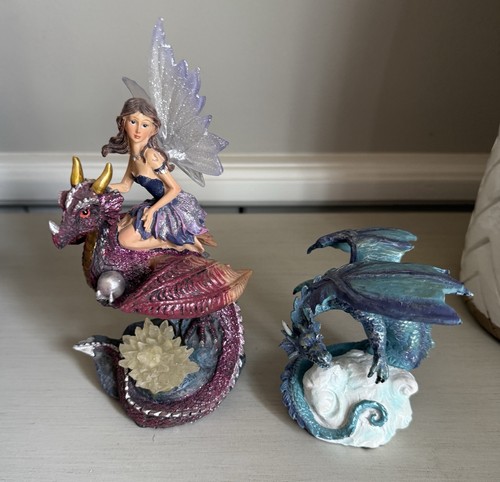 Lot Of 2 Dragon Decor Figure Figurine Fairy
