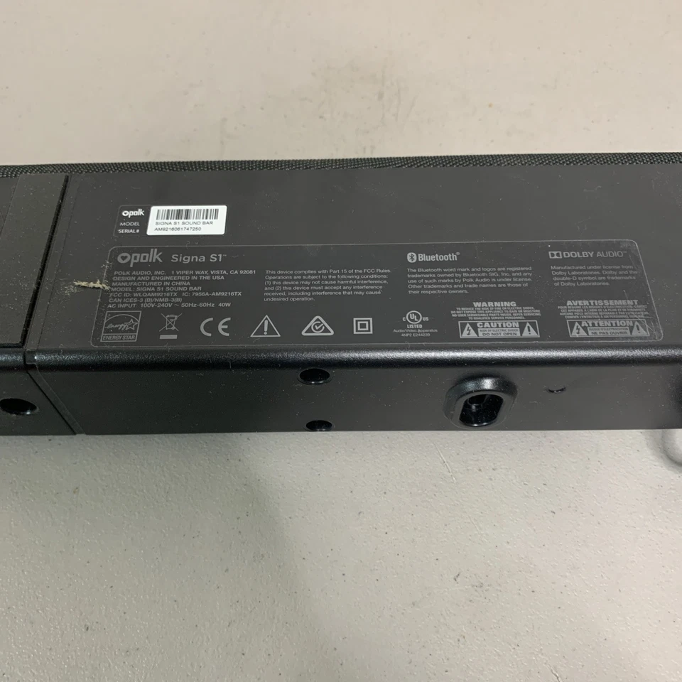 Altavoz Bluetooth Barra de Sonido Polk Signa S1 (Sin Control Remoto) - Probado, Funciona 🔊 Foto 4 de 4
