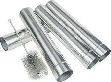 Stainless Steel Stove Pipes Kit, Wood Chimney Flue 4 Pipes, 1 Brush