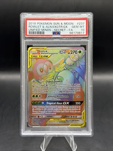 2019 Pokemon SM Rowlet Alolan Exeggutor Tag Team Full Art #237/236 PSA 10