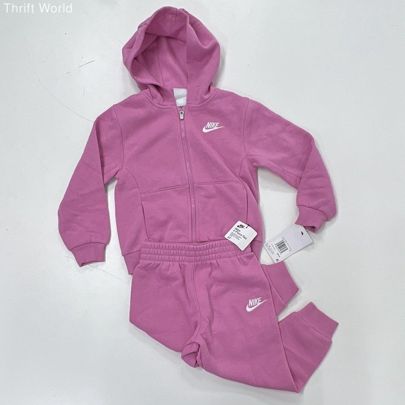 Nike Kids Pink 2-Piece Fleece Hoodie Sweatpants Set NWT Sz 4T