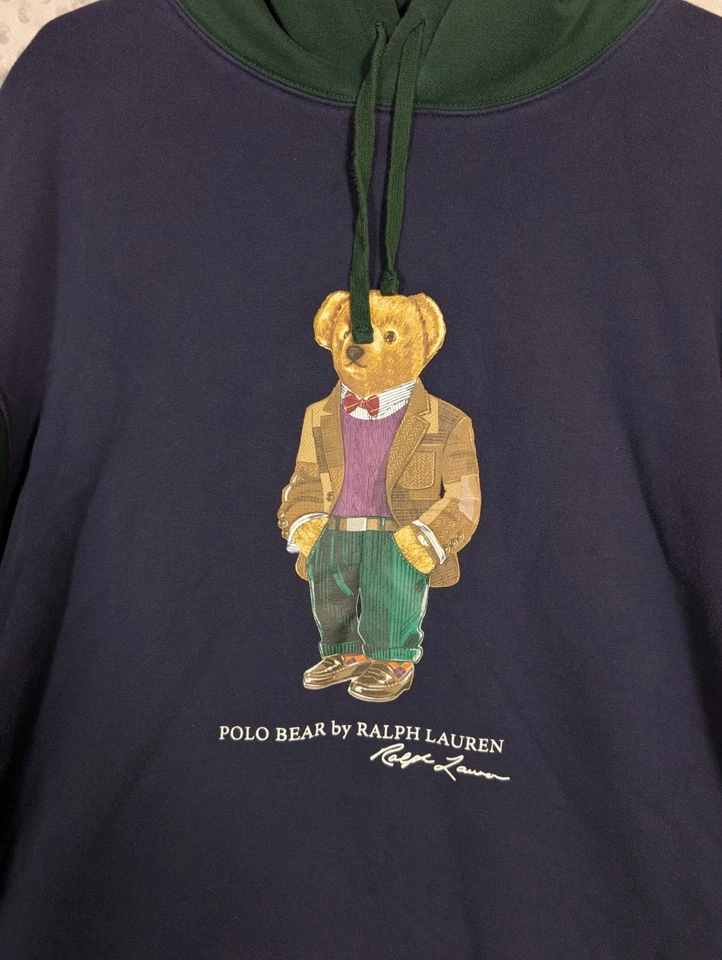 Polo Ralph Lauren Bear Hoodie Men's 3XB Multi Colorblock Pullover Sweatshirt * - Image 2 of 4