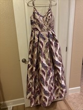 Morgan  Company Printed Feather Brocade A-line gown Size 5