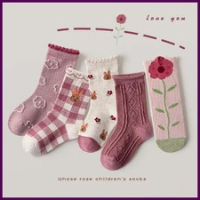 5 Pairs Children Winter Cotton Socks Girls Sweet Lace Baby Toddler 1-12T