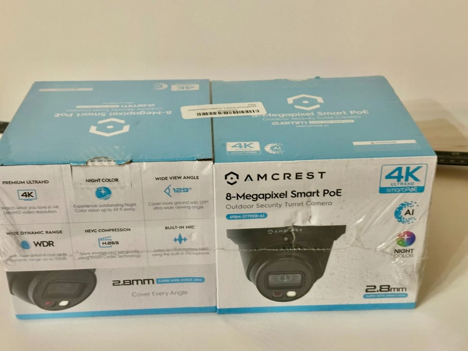 Câmera IP PoE AI nova na caixa duas AMCREST UltraHD 4K (8MP), câmera externa de segurança 49 pés - Imagem 4 de 4