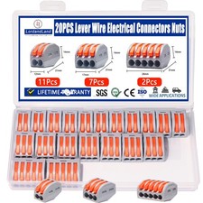20 PCS Lever Wire Electrical Connectors Nuts Assortment Kit with 28-12 AWG, M...