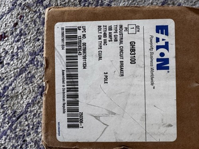 #ad #ad Eaton GHB3100 Circuit Breaker 100A 3 Pole Bolt On 271 480VAC $220.00