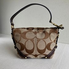 Coach Vintage Small Hobo Bag Brown Leather Canvas Shoulder Purse Y2K