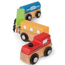 Hape: Qubes: Magnetic Classic Train - 4pc Wooden Connecting Train Set, 3 