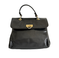 Authentic Bally Handbag Black Leather From Japan 0849