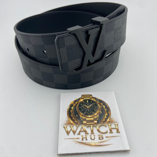 Louis Vuitton Men's Check LV Belt Black Gray Graphite Damier M9808 Size 38/95 US