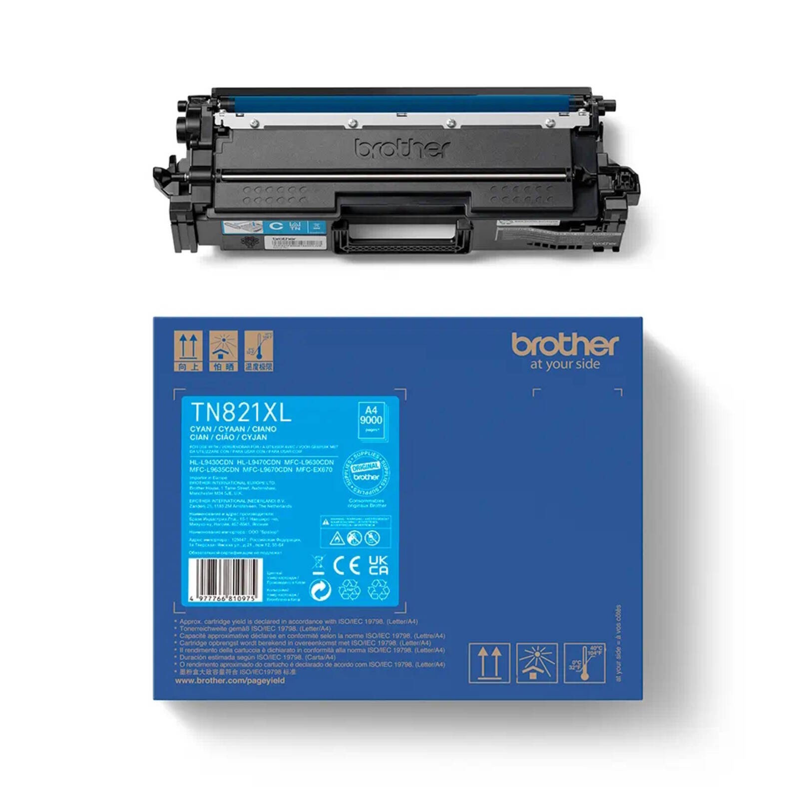 Original Brother TN821XLC Cyan Toner Cartridge