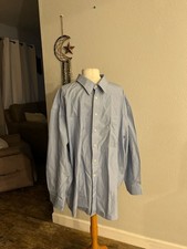 Pronto Uomo Non-Iron 100 Cotton Blue Dress Shirt Size 19 34/35