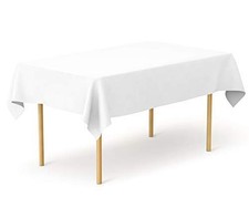 Pomp White 60" x 102" Inch Premium Polyester Tablecloth  Wrinkle  Stain Res...