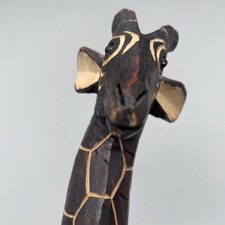 Vtg Hand Carved Wooden Giraffe Statue 18