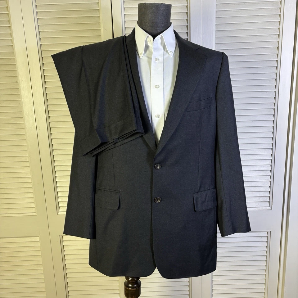 Traje Paul Stuart 2 Piezas Para Hombre 42L 34x31 Gris Oscuro Sólido Super 130s Foto 2 de 4