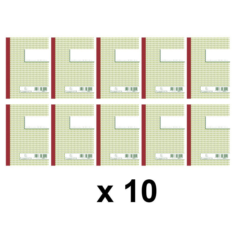 Lot de 10 carnets manifold A6 Exacompta autocopiant tripli à petits carreaux