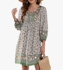 Bluetime Women’s Casual Summer Boho Dress Green M
