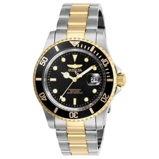 Invicta Men's Watch Pro Diver Quartz Black Dial Yellow Two Tone Bracelet 26973