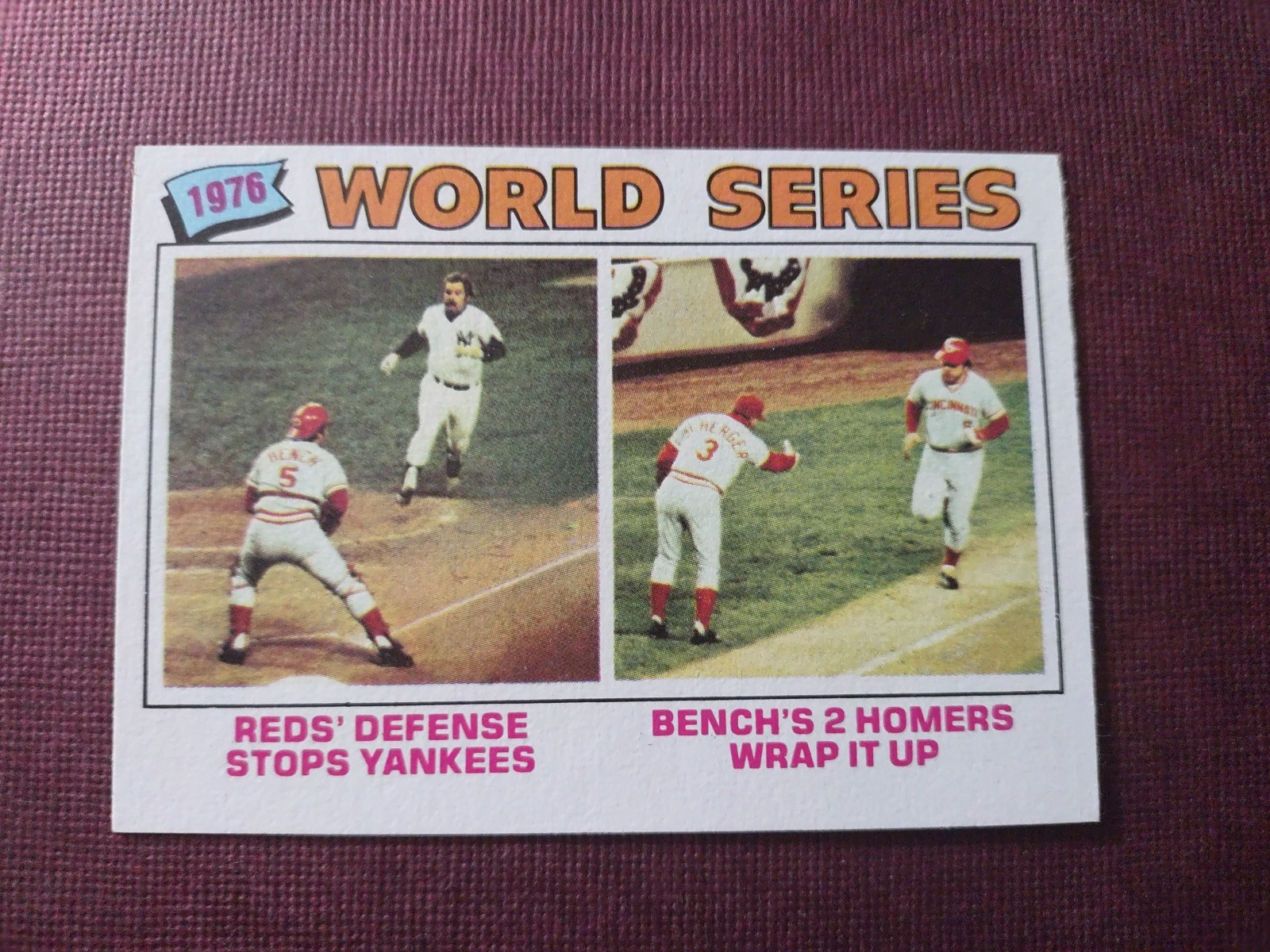 1977 Topps Baseball #412 1976 World Series "Cincinnati Reds" New York Yankees ⚾⚾