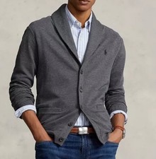 Polo Ralph Lauren Men's Luxury Jersey Shawl Collar Cardigan Sz Sm Gray
