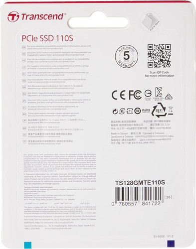 Transcend MTE110S 128 GB NVMe PCIe Gen3 x4 M.2 2280 Internal Solid State Drive ( - Picture 4 of 4