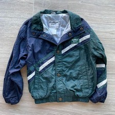 OshKosh B'gosh Boys M Blue Green Windbreaker Jacket Nylon Sporty Lad Vintage