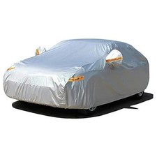 Car Cover with Zipper, 2 3XL Fit Sedan-Length Up to 200" Silver-2 Layers