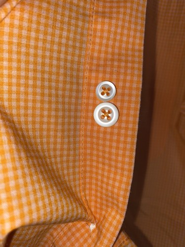 Croft & Barrow Performance Shirt Mens 2XLT Tall Orange Gingham Button Up Rayon - Picture 6 of 22