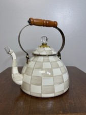 MacKenzie-Childs Mocha Check 3 Quart Tea Kettle