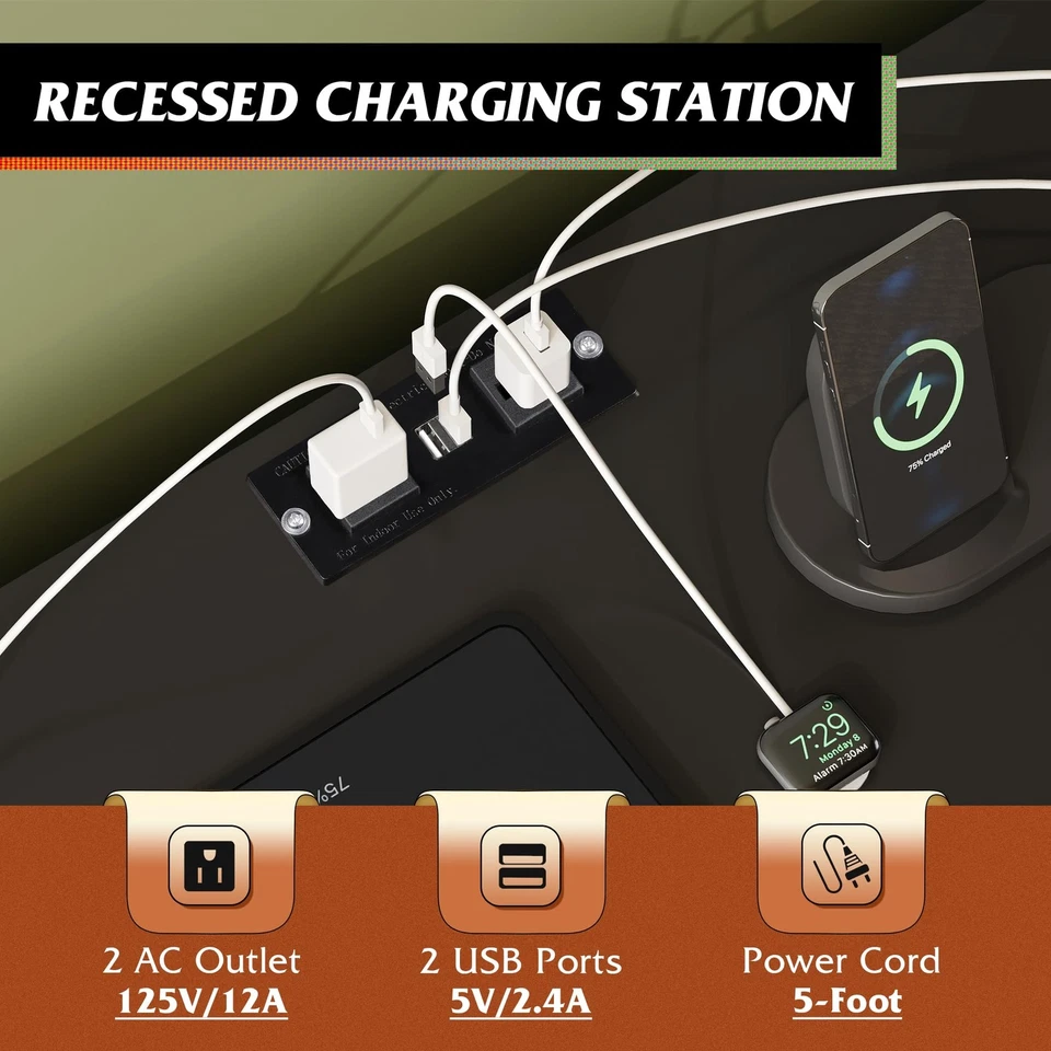 Suporte de TV preto para TV de 45, 50, 55 polegadas, centro de entretenimento com luzes LED e... - Imagem 4 de 4