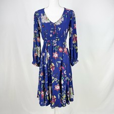 Maeve Anthropologie Maplewood Fit & Flare Dress Women's XS Blue Floral