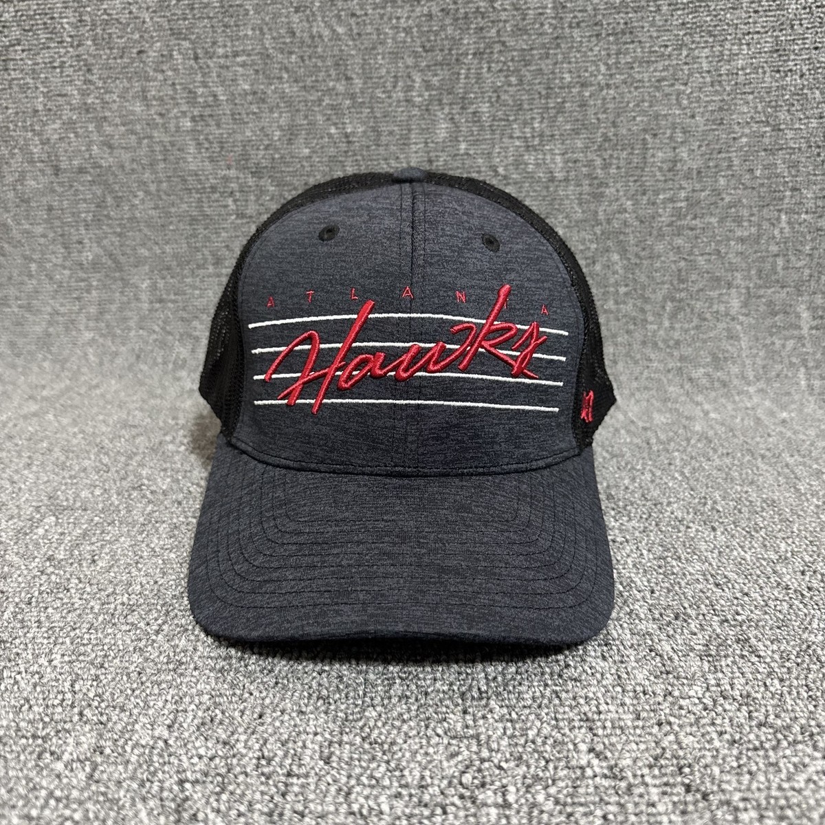 47 Brand Atlanta Hawks Trucker Snapback Charcoal Black One Size Retro Hat