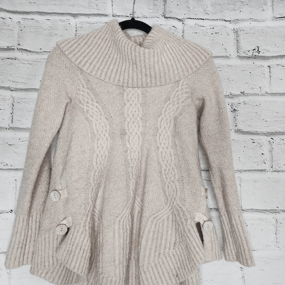 Suéter Anthropologie Angel Of The North Mujer Crema Grueso Capucha Cuello Talla XS Foto 2 de 4