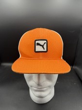PUMA Orange White Snapback Flat Bill Cap Adjustable Logo Patch