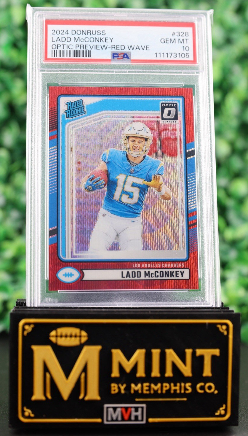 LADD MCCONKEY 2024 Donruss Optic Preview Red Wave PSA 10 RC Chargers